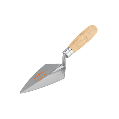 Cuchara Albañil 6 Pulgadas TRUPER CT-6 Forjada Filadelfia - Aplicación Mortero Cemento Muros Ladrillos - Acero Templado Resistente Desgaste