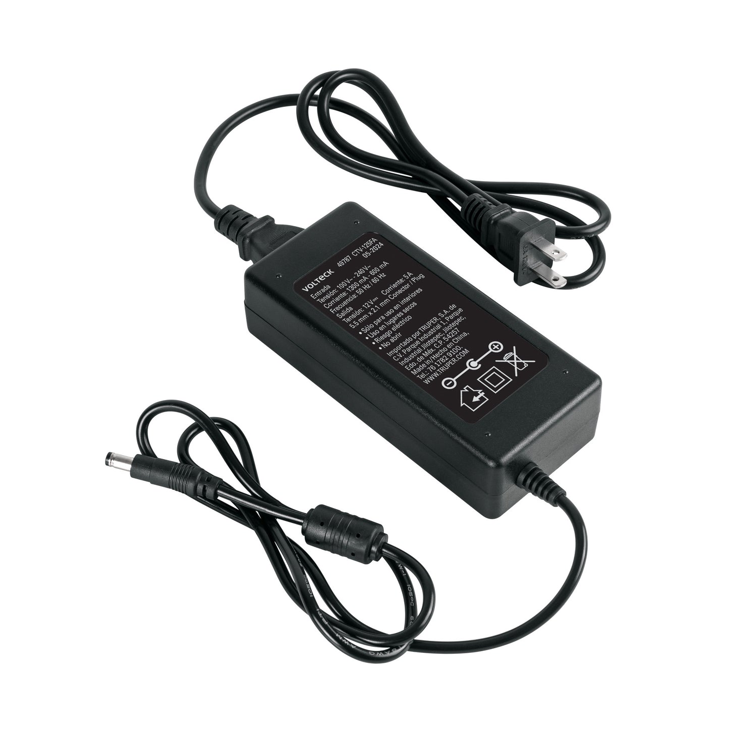 Fuente 12V 5A VOLTECK para CCTV. Alimentación estable para cámaras con cable largo. Ideal para cualquier posicionamiento de instalación. Envío a todo México.