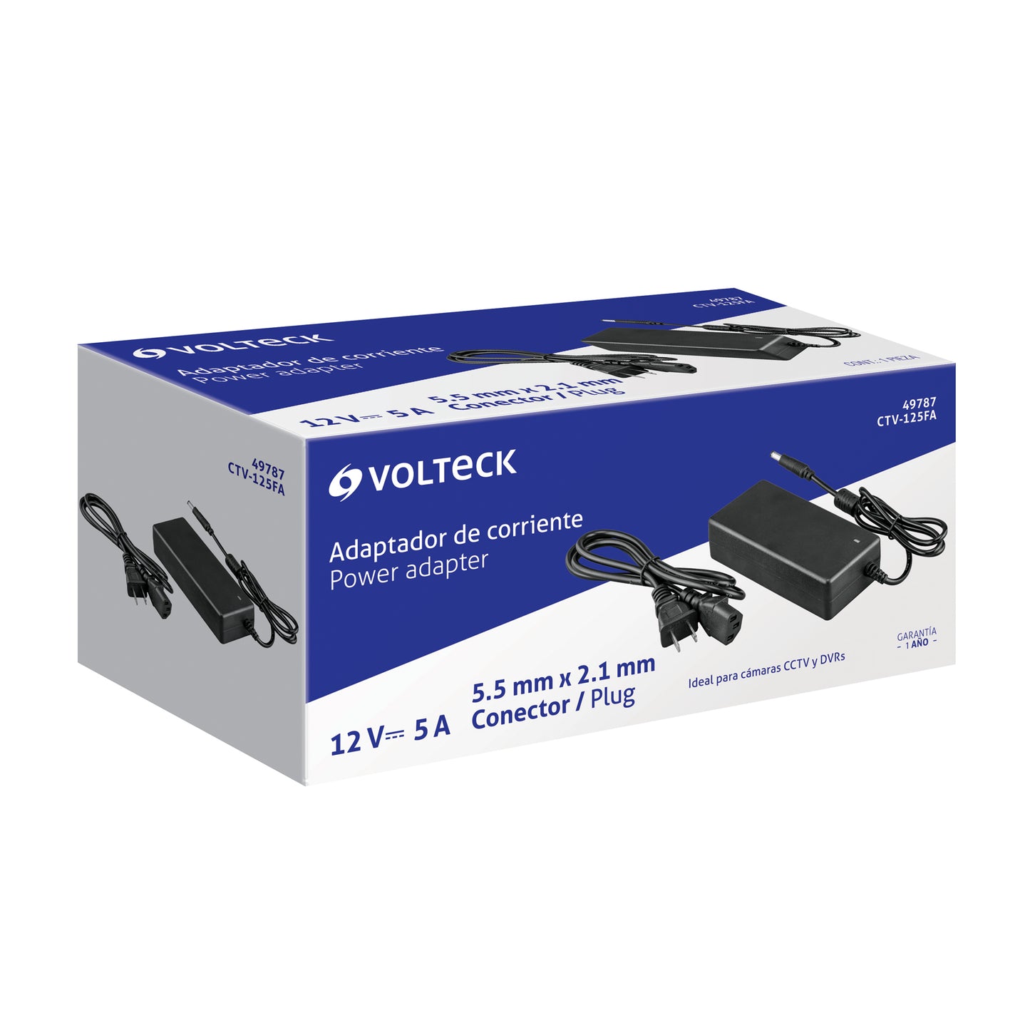 Fuente 12V 5A VOLTECK para CCTV. Alimentación estable para cámaras con cable largo. Ideal para cualquier posicionamiento de instalación. Envío a todo México.