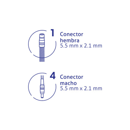 Cable Divisor de Energía tipo Pulpo 1 a 4 para CCTV, VOLTECK