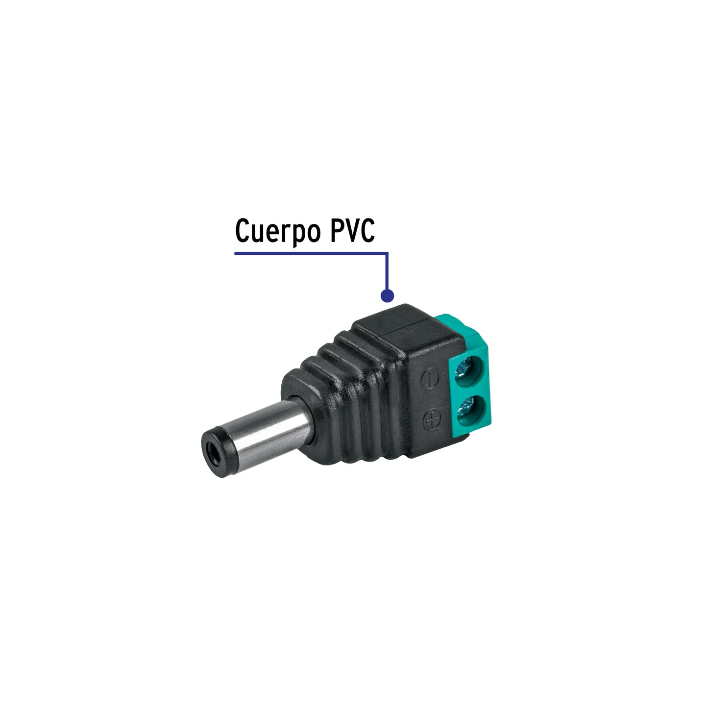 Conector de energía para CCTV tipo macho, VOLTECK
