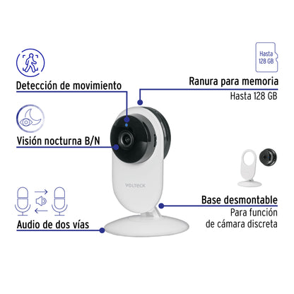 Cámara WiFi Fija 2MP VOLTECK | Cable y Posicionamiento Fijo