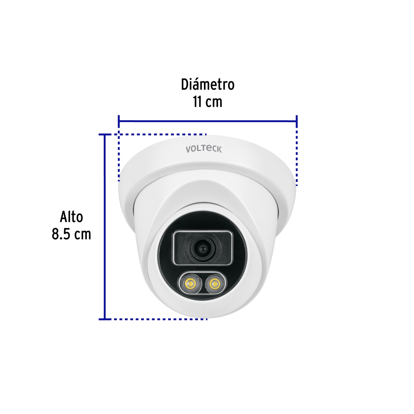 Cámara tipo domo 2MP VOLTECK con lente 3.6mm. Posicionamiento flexible