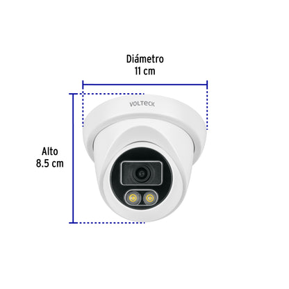 Cámara tipo domo 2MP VOLTECK con lente 3.6mm. Posicionamiento flexible