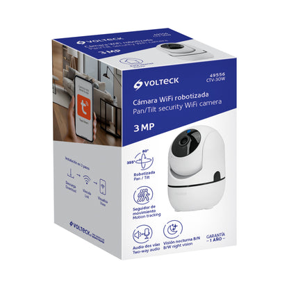 Cámara WiFi Inalámbrica 3MP VOLTECK – Motorizada 360°, Visión Nocturna