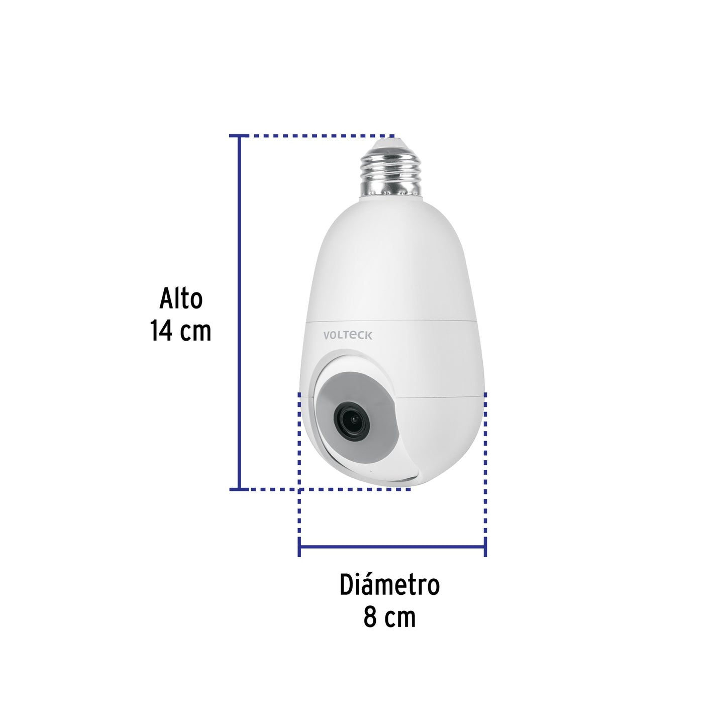 Cámara de seguridad WiFi para socket con resolución 4MP VOLTECK. Fácil instalación, visión nocturna y acceso remoto