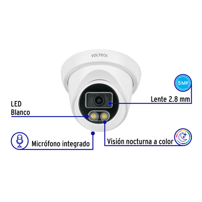 Cámara Domo IP 5MP Lente 2.8mm con Micrófono | VOLTECK CTV-51A
