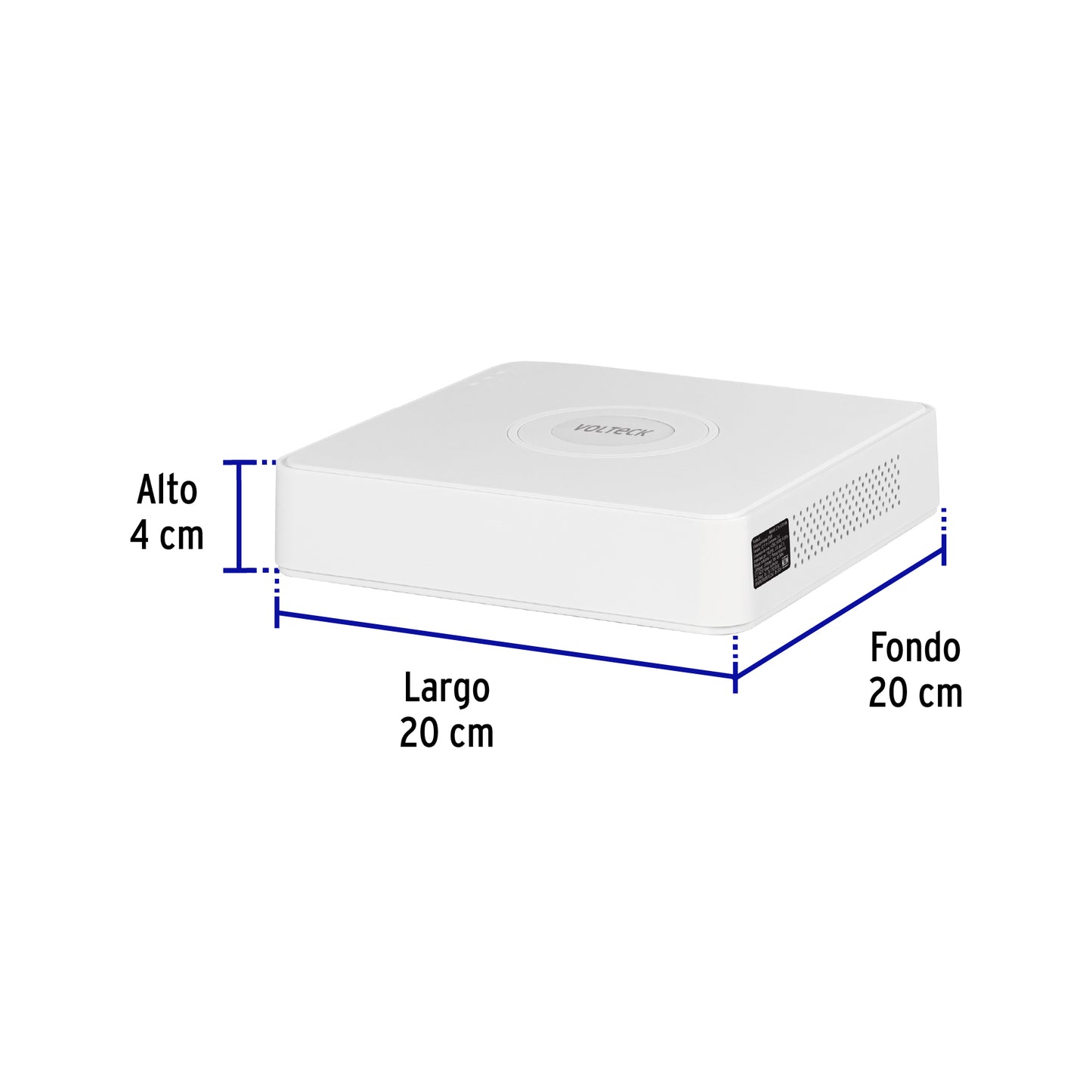 Grabador DVR VOLTECK de 4 canales y 5MP. Conexión por cable estable, posicionamiento flexible de cámaras y acceso remoto. Ideal para negocios y hogar.