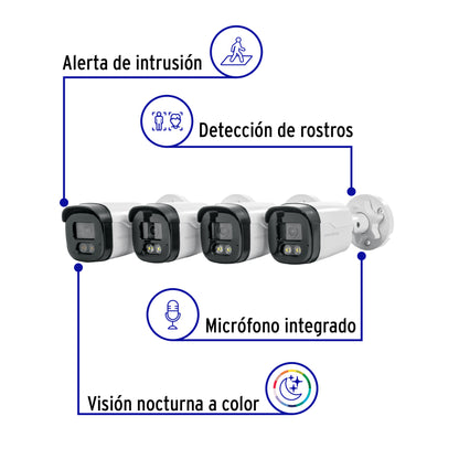 Kit de Videovigilancia 4 Cámaras 5MP DVR 4 Canales 1TB VOLTECK®