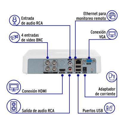 Kit de Videovigilancia 4 Cámaras 5MP DVR 4 Canales 1TB VOLTECK®