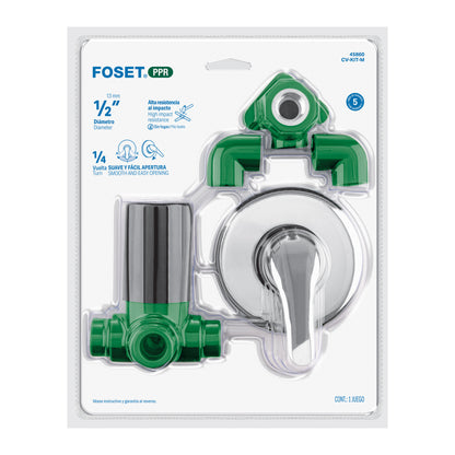 Kit Instalación Regadera PPR 1/2" Monomando FOSET - Código 45860 CV-KIT-M Termofusión
