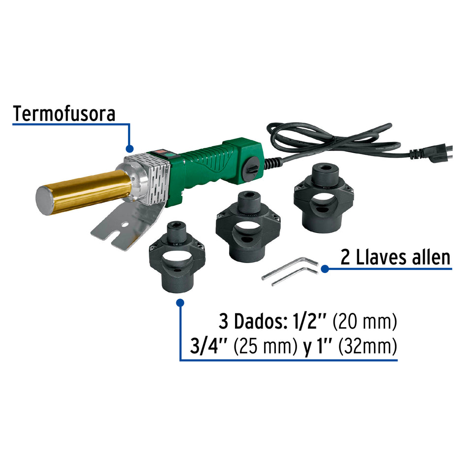 Termofusora 800W PPR FOSET - Soldadora Tubería Plástica Profesional con Dados 1/2 3/4 1 Pulgada