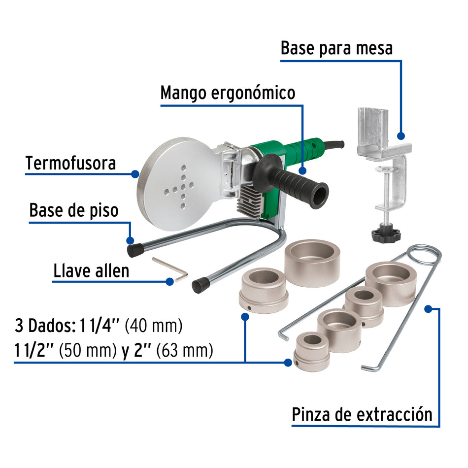 Termofusora de 1000 W para PPR, Foset, Plomero, Construccion.