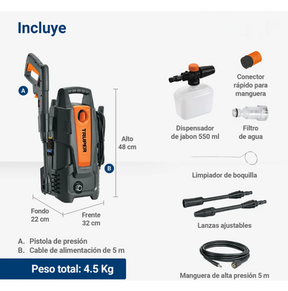Hidrolavadora eléctrica 1500 PSI, Truper