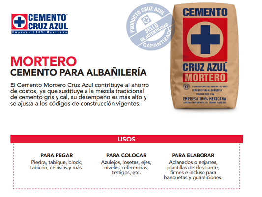 Mortero Cruz Azul -Bulto 25 KG