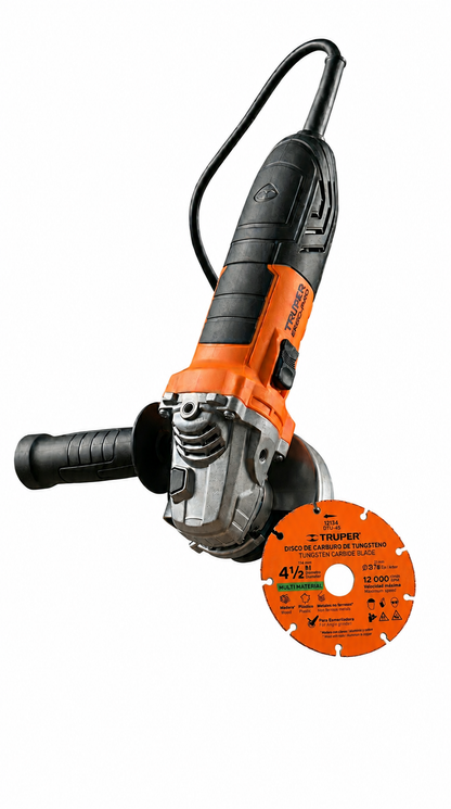 COMBO Esmeriladora Truper Ergo Pro 850W + Disco para Cortar Madera 4-1/2