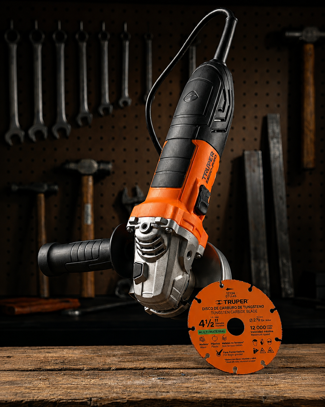 COMBO Esmeriladora Truper Ergo Pro 850W + Disco para Cortar Madera 4-1/2