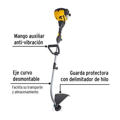Desbrozadora Gasolina 25cc Eje Curvo DES-25P - Corte Césped Residencial y Maleza - Motor 1HP 2 Tiempos Mango D