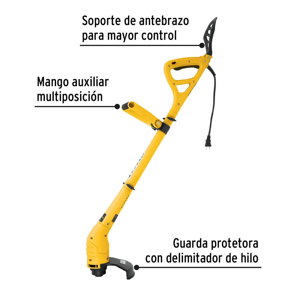 Desbrozadora eléctrica 300 W mango "D", 9" corte, Pretul "Mosco o Guiro para cortar el pasto"