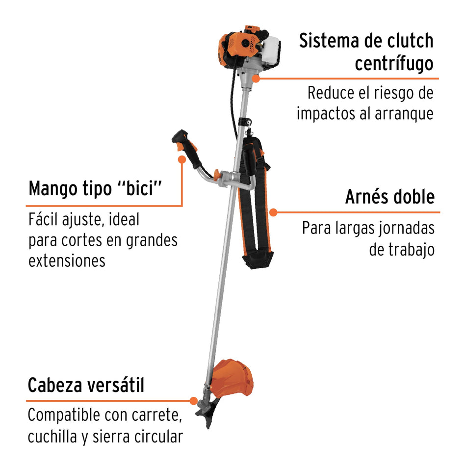 Desmalezadora a gasolina 43 cc mango tipo "bici", 18" corte, "Guiro, Mosco, Maquina para cortar el pasto"