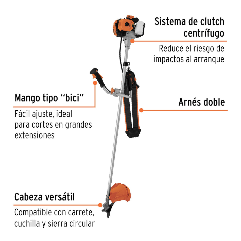 Desmalezadora Gasolina 52cc DES-520 Motor 2HP Eje Recto Aluminio - Corta Maleza Césped Arbustos Profesional