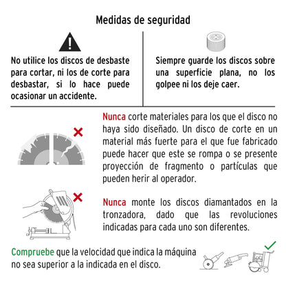 Disco de diamante de 4-1/2" x 1.6 mm, rin continuo, TRUPER