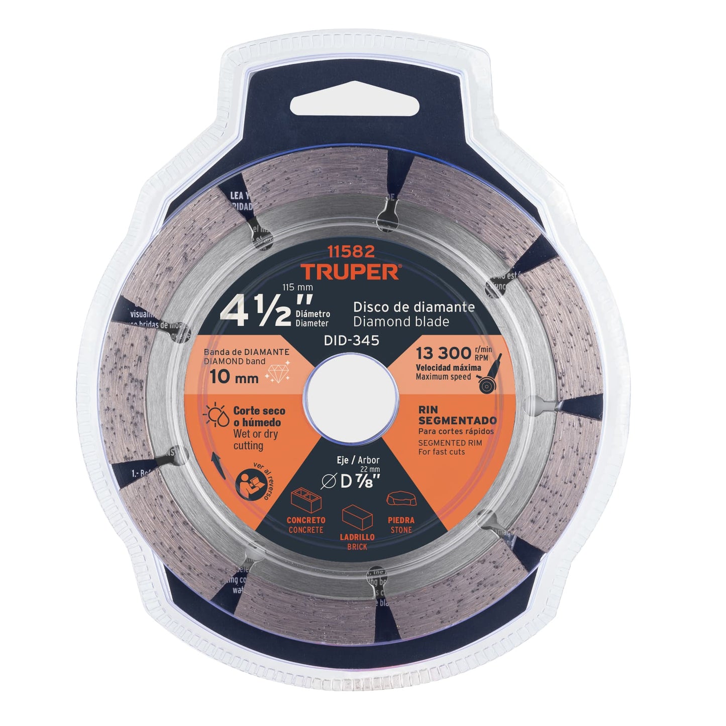 Disco de diamante de 4-1/2" x 2.1 mm, rin segmentado, TRUPER