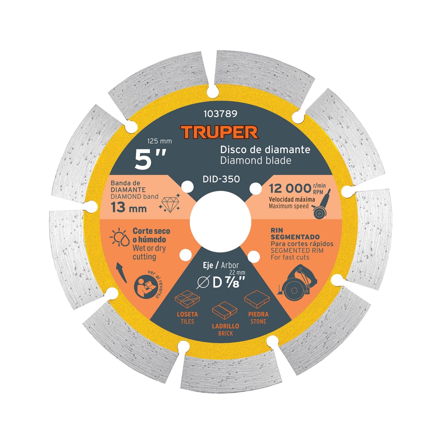 Disco de diamante 5" para ranuradora de concreto, TRUPER