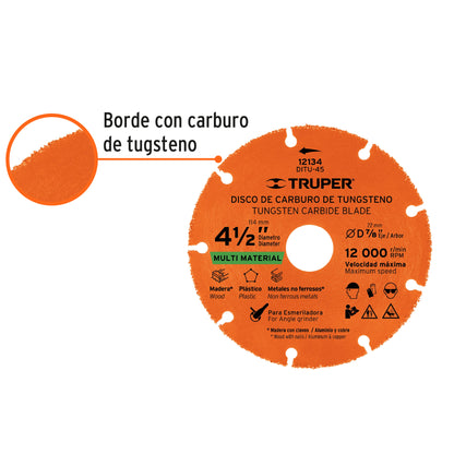 COMBO Esmeriladora Truper Ergo Pro 850W + Disco para Cortar Madera 4-1/2