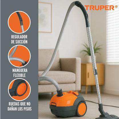 Aspiradora Canister TRUPER ASD-120 1200W - Solución Profesional para Limpieza Profunda con Motor Potente 1.6HP y Filtro Extraíble