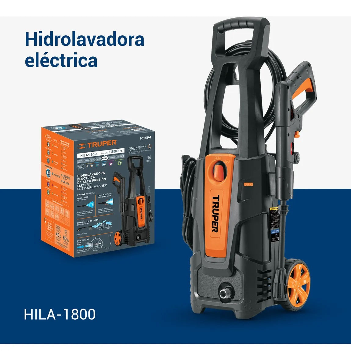Hidrolavadora eléctrica 1800 PSI, Truper