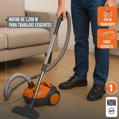 Aspiradora Canister TRUPER ASD-120 1200W - Solución Profesional para Limpieza Profunda con Motor Potente 1.6HP y Filtro Extraíble