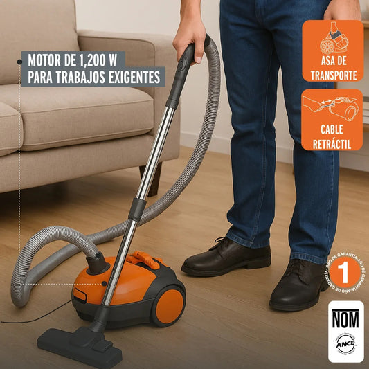 Aspiradora Canister TRUPER ASD-120 1200W - Solución Profesional para Limpieza Profunda con Motor Potente 1.6HP y Filtro Extraíble