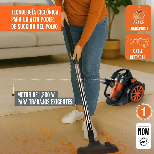 Aspiradora Canister TRUPER ASD-180 1200W Tecnología Ciclónica Filtro HEPA - Elimina Polvo y Microorganismos Nocivos para Hogar y Oficina