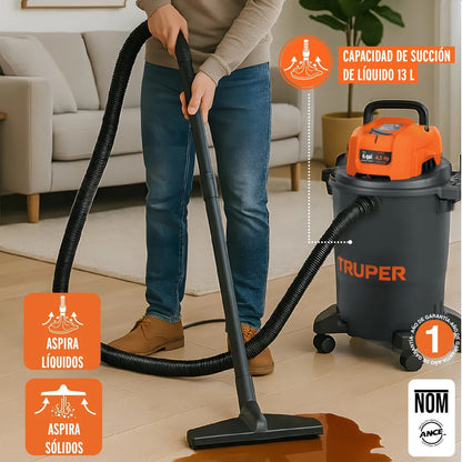 Aspiradora Industrial TRUPER 6 Galones Húmedo-Seco - Sólidos y Líquidos