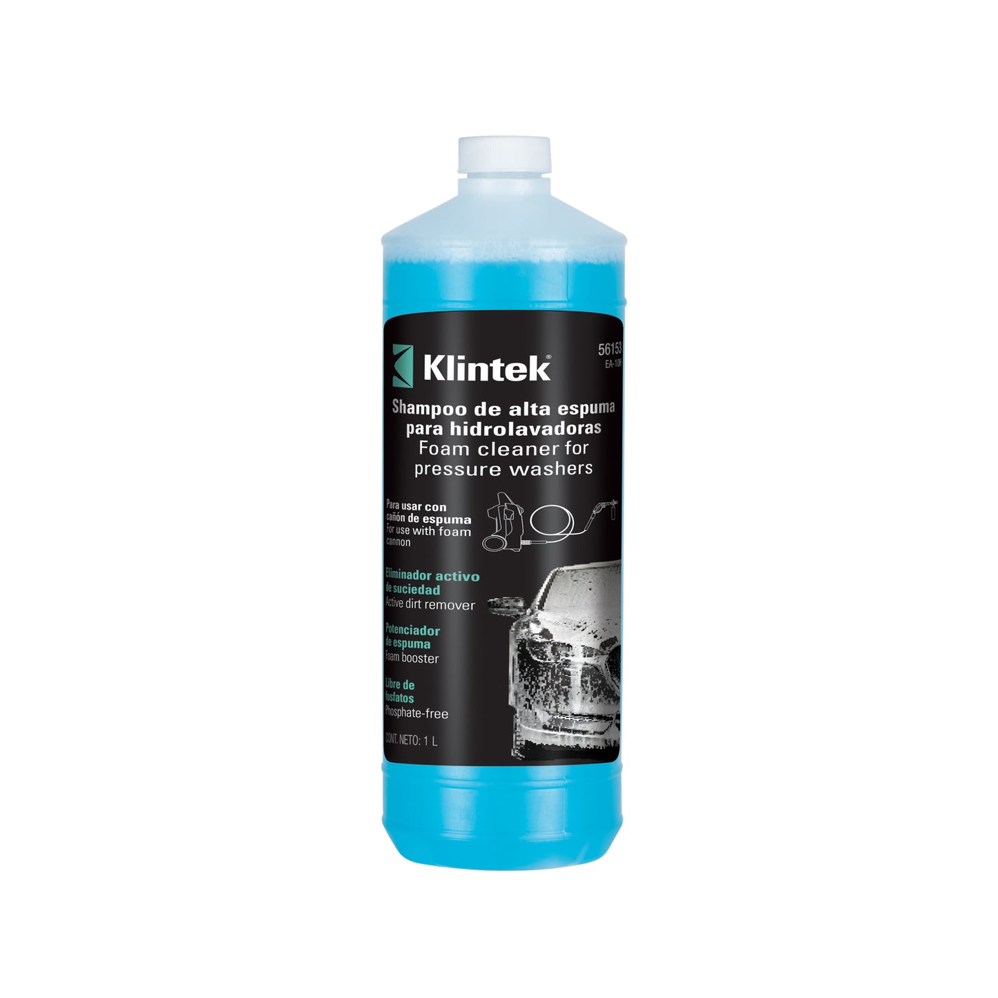 Shampoo Concentrado Alta Espuma KLINTEK EA-10H - Elimina Grasa y Aceite para Hidrolavadora 1L - Libre de Fosfatos
