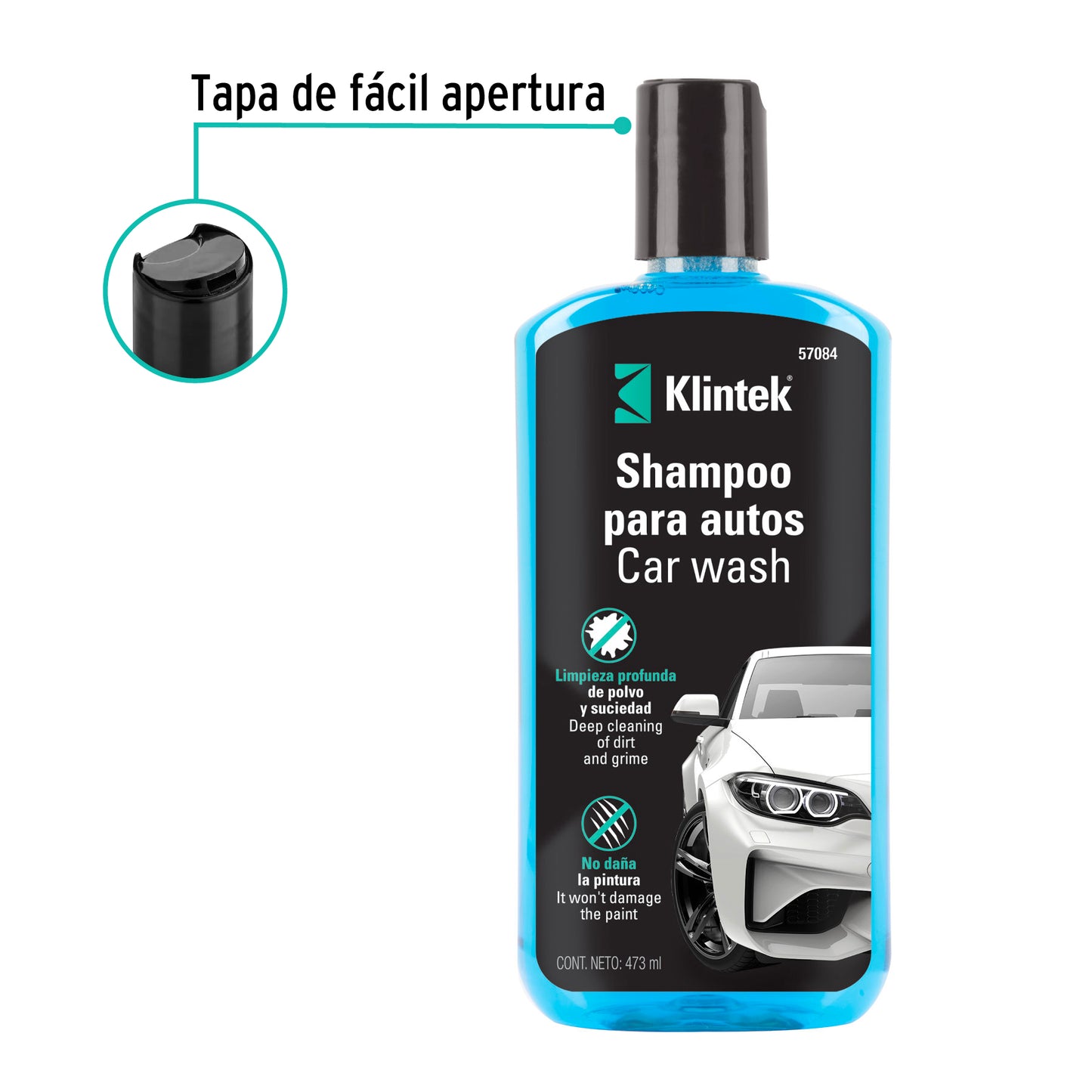 Shampoo Automotriz KLINTEK EA-10 473ml - Limpieza Profunda para Carrocerías de Autos y Camiones - Fórmula Concentrada Biodegradable