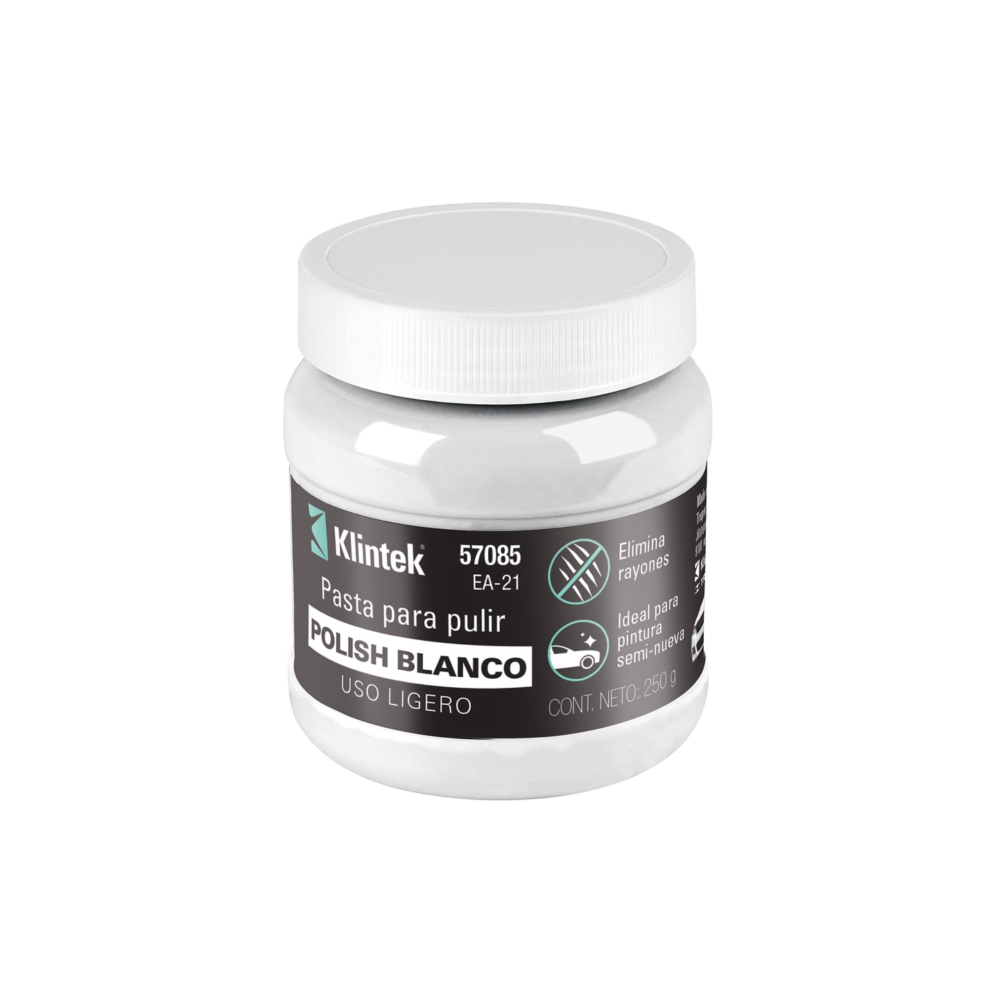Polish Blanco Pasta Automotriz KLINTEK 250g - Elimina Rayones y Restaura Brillo Natural - Grano Fino para Pintura Semi-Nueva - Fácil Aplicación