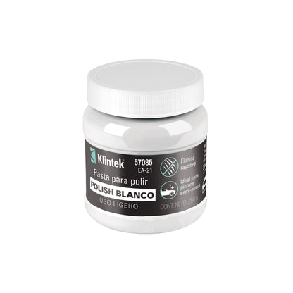 Polish Blanco Pasta Automotriz KLINTEK 250g - Elimina Rayones y Restaura Brillo Natural - Grano Fino para Pintura Semi-Nueva - Fácil Aplicación