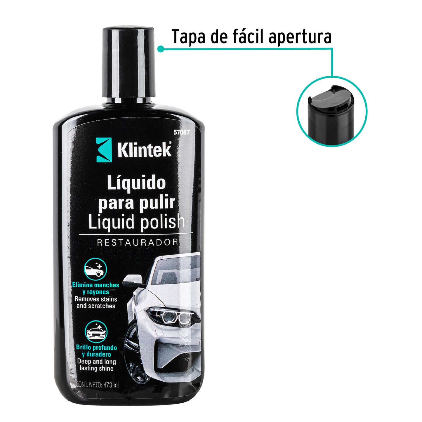 Polish Líquido Automotriz KLINTEK EA-23 473ml - Restaura Pintura Quemada, Elimina Rayones y Manchas, Brillo Profundo Duradero para Auto