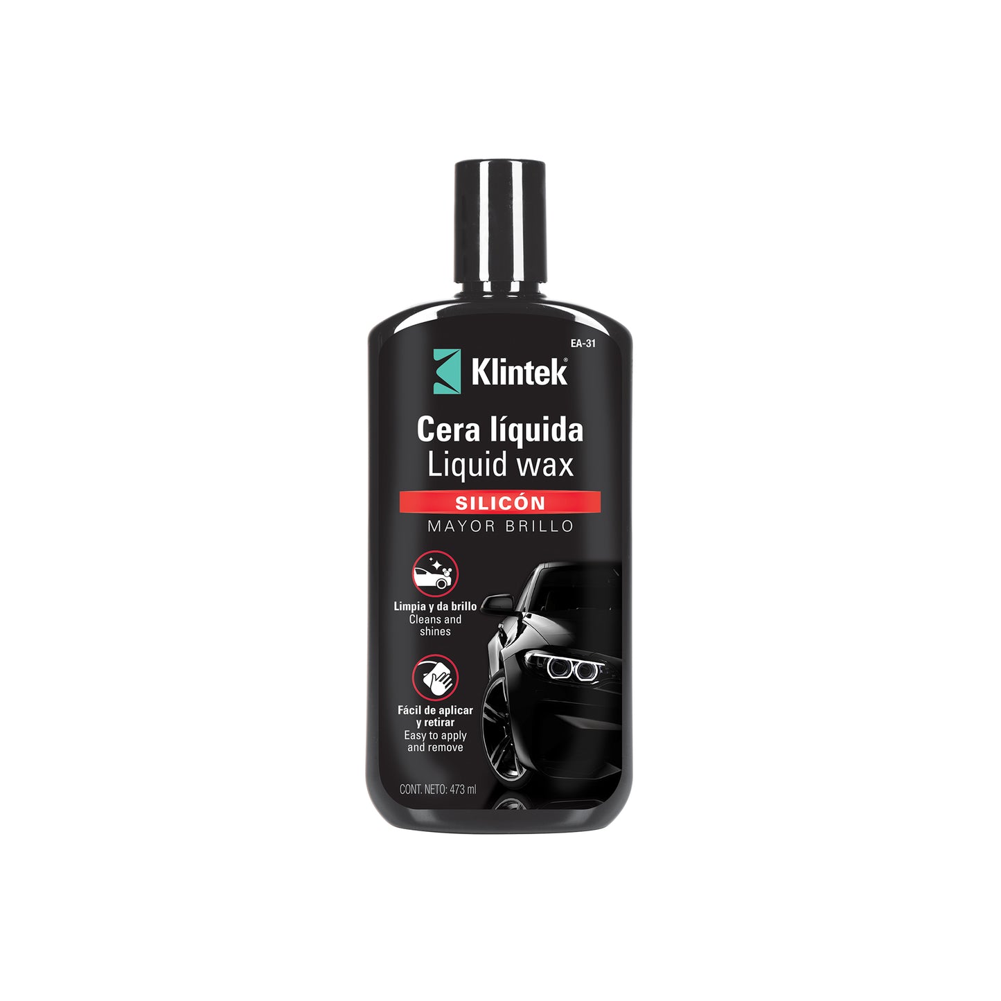 Cera Líquida de Silicón KLINTEK 473ml - Protección UV Profesional para Auto - Brillo Duradero 6 Meses - Fácil Aplicación Sin Residuos - EA-31