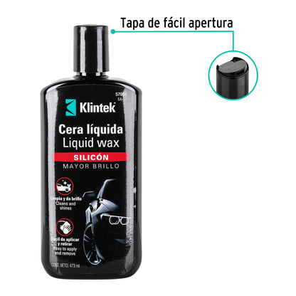 Cera Líquida de Silicón KLINTEK 473ml - Protección UV Profesional para Auto - Brillo Duradero 6 Meses - Fácil Aplicación Sin Residuos - EA-31