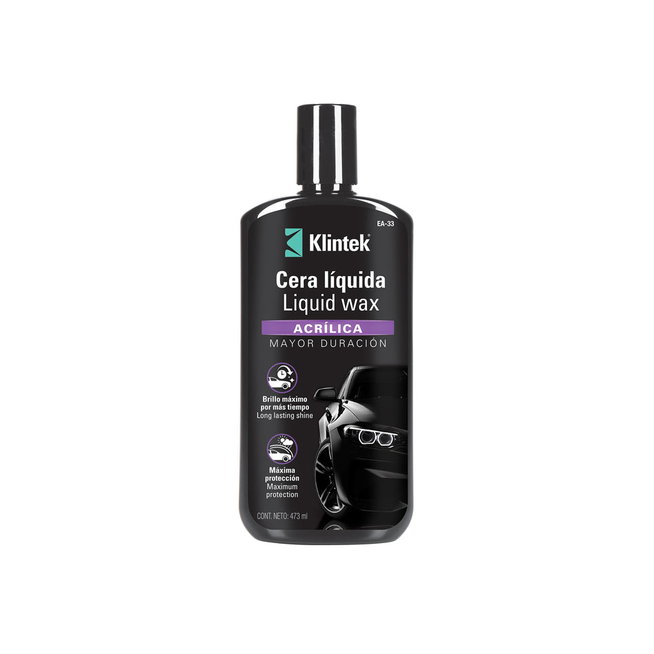 Cera Líquida Acrílica KLINTEK EA-33 473ml - Protección UV Máximo Brillo Auto 6 Meses Duración