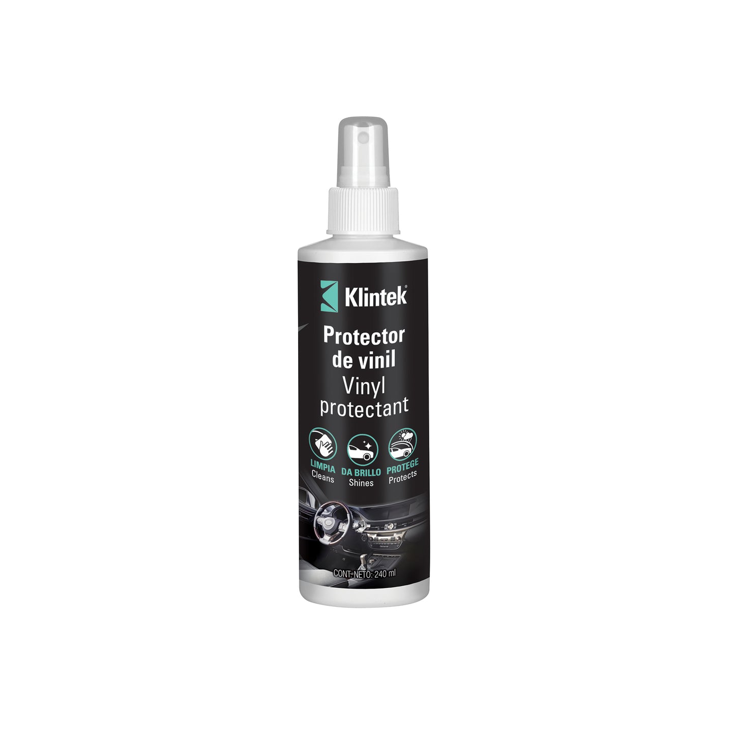 KLINTEK EA-51 Protector de Vinil 240ml - Limpiador y Abrillantador Profesional para Tableros, Plásticos y Neumáticos con Protección UV