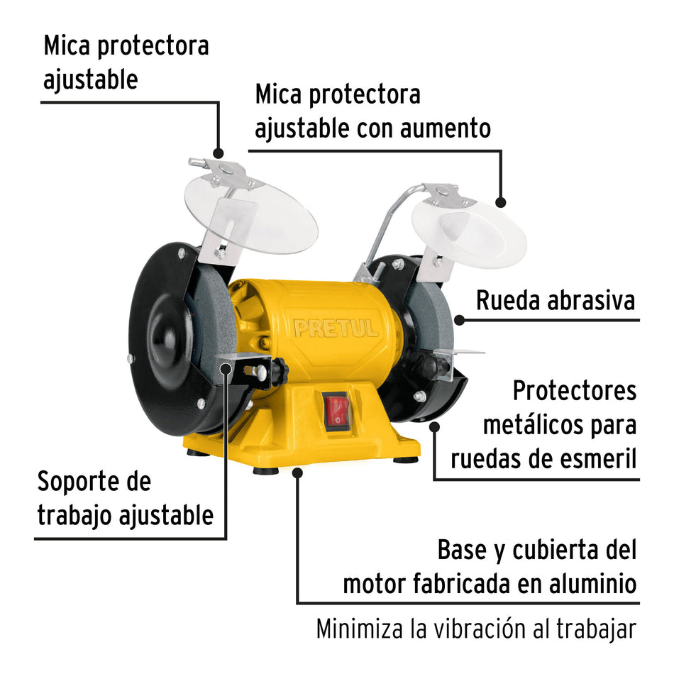 Esmeril de banco de 5" de 1/6 Hp Pretul