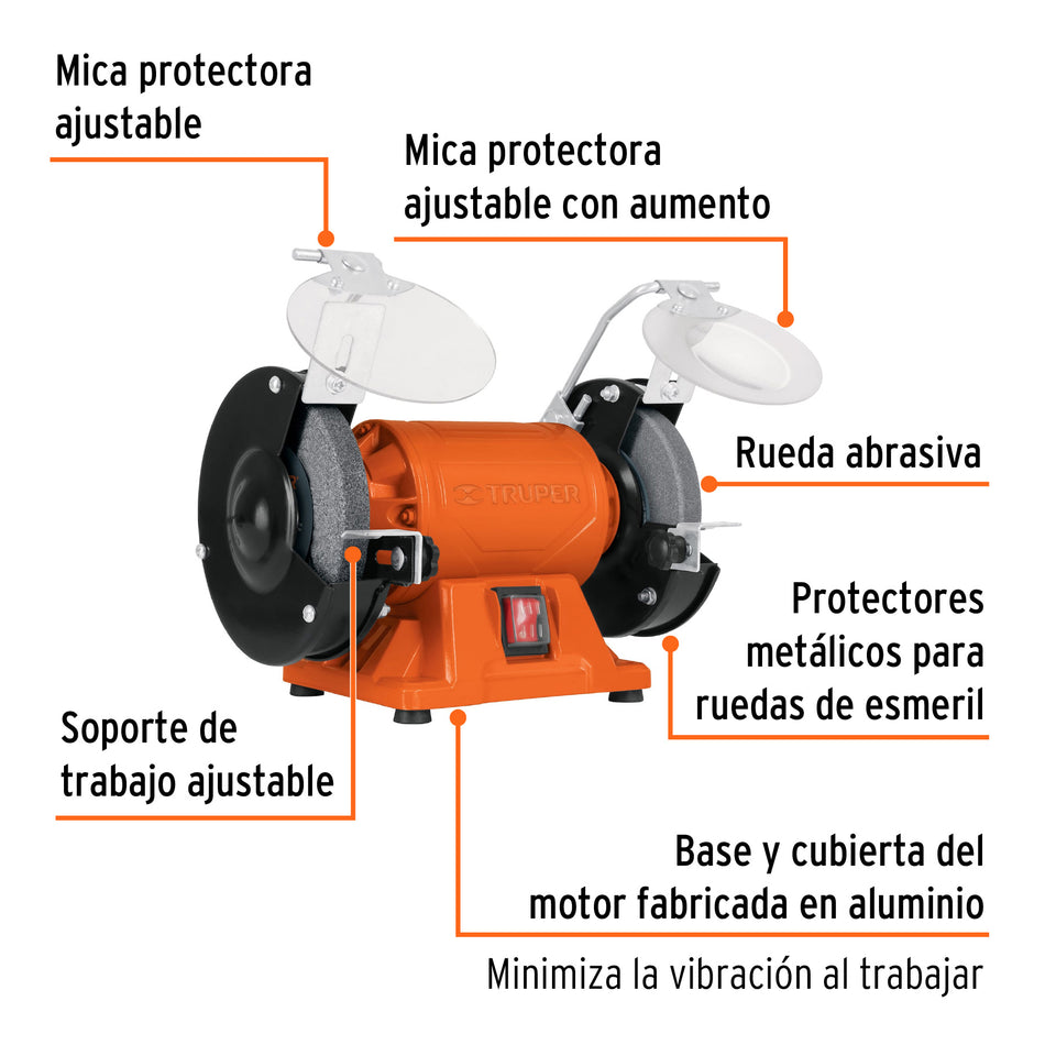 Esmeril de banco de 5" de 1/4 HP, Truper