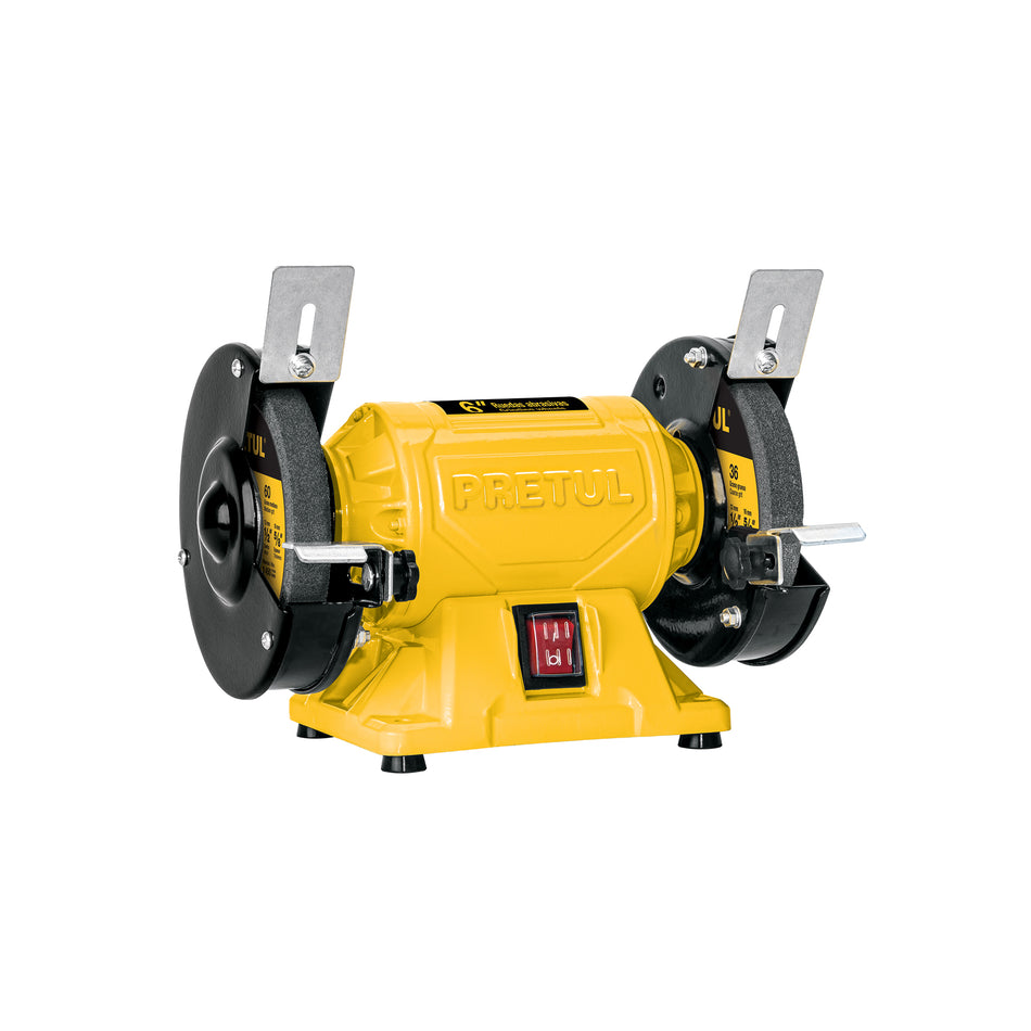 Esmeril de Banco 6 Pulgadas 1/4 HP Pretul EBA-6P - Motor Inducción Profesional para Afilado y Desbaste de Herramientas