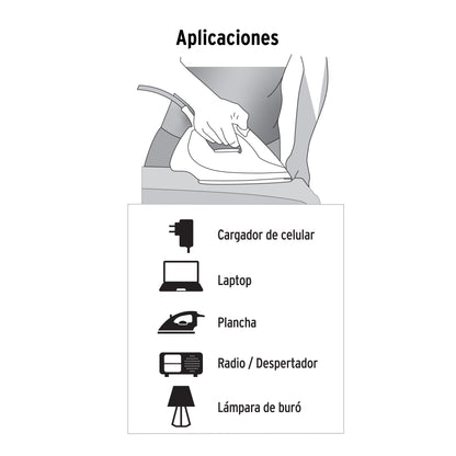 Extensión Eléctrica 6 Metros ED-6BR VOLTECK® - Cable Doméstico PVC Resistente Flama con 3 Contactos Polarizados y Clavija Recta Blanca para Interiores - Solución Profesional para Alcance Eléctrico Limitado