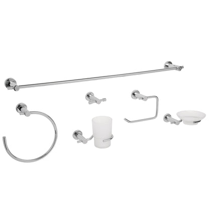 Juego 6 Accesorios Baño Cromo FOSET ELEMENT ELA-7000 - Organización Completa Baño Moderno