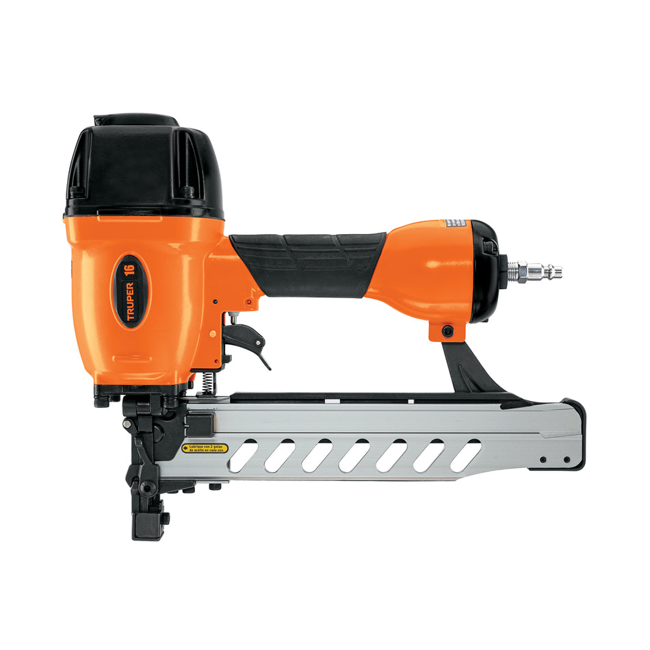 Engrapadora Neumática TRUPER Calibre 16 Profesional - Grapas 3/4 a 2 Pulgadas - Sistema Cambio Rápido - Solución Eficiente para Tapicería y Carpintería
